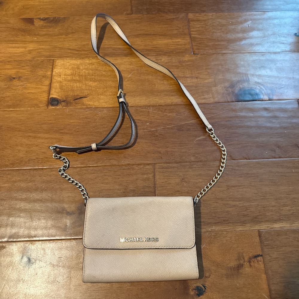 Michael Kors Beige Crossbody Bag with Chain Strap